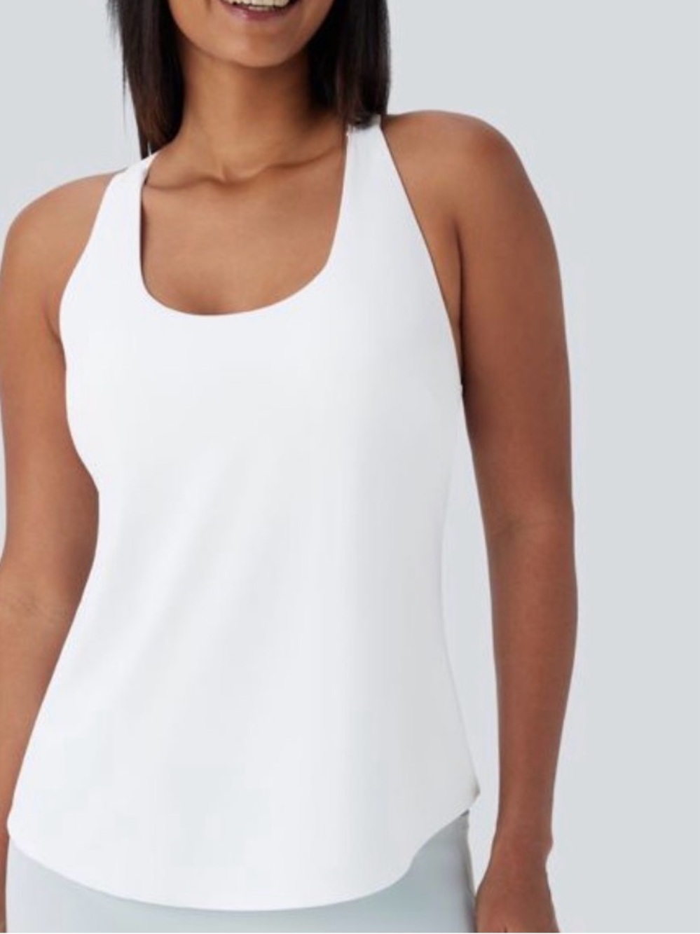 NWT HALARA U Neck Curved Hem Tank Top w/ UPF 50+, White, XS